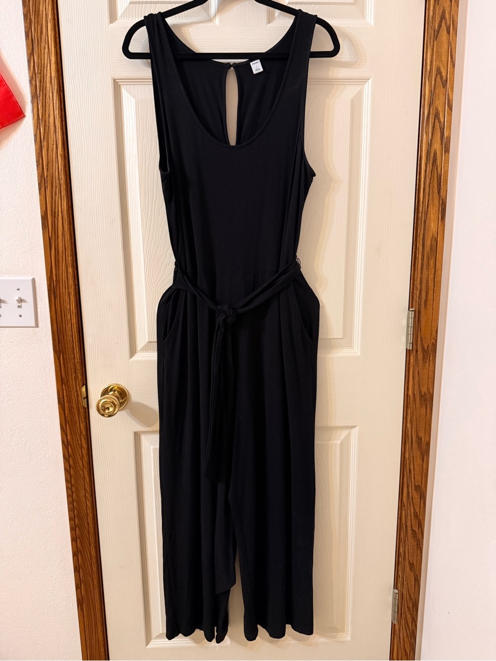 Old Navy Black Sleeveless Jumpsuit with Waist Tie